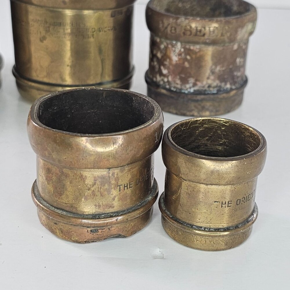 Vintage Brass Seer Measures Oriental Metal Pressing Works Bombay India Punjab - Picture 13 of 16